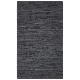 Homescapes - Schwarzer Leder-webteppich Denver gewebt 150/240 cm,