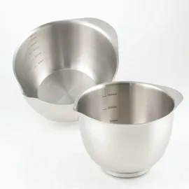 Rosti Margrethe Rührschüssel Set, Teigschüssel, Metallschüssel, Servierschüssel, Backschüsseln 2-teilig aus 18/8 Edelstahl + Silber