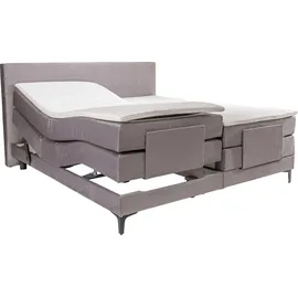 Alina Boxspringbett ALINA "Powell", grau (grau dmo 59), B:192cm L:212cm, Samt DMO (100% Polyester), Komplettbetten, Boxspringbett, inkl. Motor, Matratze und Topper, in unterschiedlichen Ausführungen