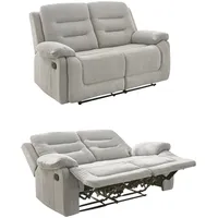 2-Sitzer-Relaxsofa Federkern mit Liegefunktion Zweier-Couch Stoff Chenille Grau