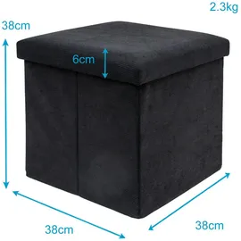 Intirilife Faltbarer Sitzhocker Cord 38 x 38 x 38 cm Schwarz