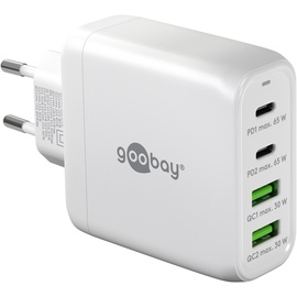 goobay 64818 Ladegerät für Mobilgeräte Kopfhörer, Laptop, Smartphone weiß AC Schnellladung Drinnen