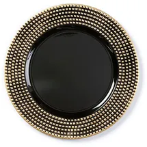 Inge‘s Christmas Decor Dekoteller Kunststoff mit Nieten am Rand 33cm schwarz / Gold
