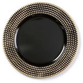 Inge‘s Christmas Decor Dekoteller Kunststoff mit Nieten am Rand 33cm schwarz / Gold