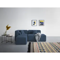 Ecksofa ANDAS "Sundstrup L-Form", blau, B:233cm H:76,5cm T:93cm, 100% Polyester, Sofas, Modulserie, individuelle Zusammenstellung