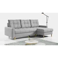 MKS MEBLE Ecksofa - L-Form Sofa mit Schlaffunktion - Wohnlandschaft L Form, Ecksofa mit Schlaffunktion und Bettkasten, Schlafsofa mit Bettkasten, Couch mit Schlaffunktion - Hellgrau Astra