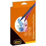 IDENA Wasserfarbstifte mit Doppelspitze, 12 wasservermalbare Filzstifte inkl. Wassertankpinsel