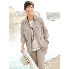Blusenblazer "Blusenjacke", Damen, Gr. 42, grau (stein), 100% Polyester, Blazer Blusenblazer