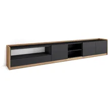 SKRAUT HOME Lowboard 310x50x37 cm Schwarz Eiche Holzwerkstoff