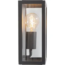 QAZQA Außenwandleuchte Edelstahl/Glas IP44 spritzwassergeschützt E27 schwarz