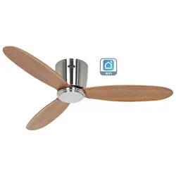 WiFi/WLAN Deckenventilator ECO PLANO II 112 WiFi - Chrom Gebürstet / Eiche Natur - 311300W