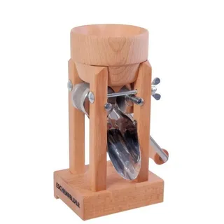 Eschenfelder Getreidemühle Kornquetsche Flockenquetsche Tischmodell Holztrichter abnehmbar Manuell, (3 Stück), Kurbel 25cm mit Tisch-Schraubzwinge und Reinigungsbürste gratis dazu beige