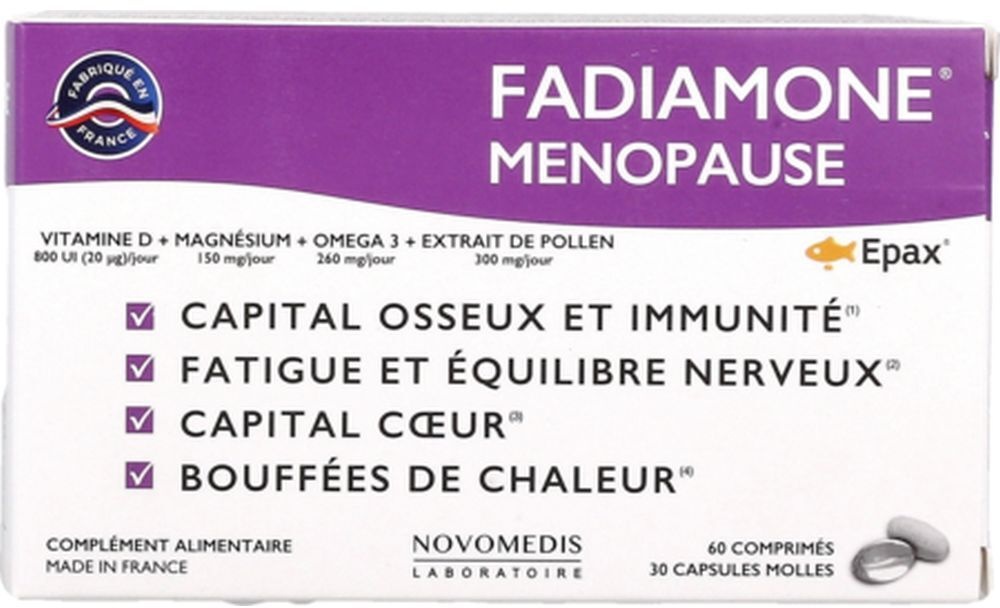 Fadiamone Ménopause, Comprimé + capsule, complément alimentaire non hormonal, bt 90 (60 + 60+30 pc(s) emballage(s) combi