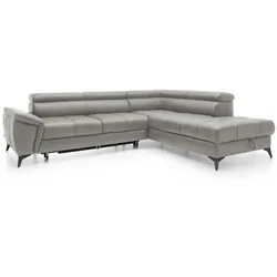 Ecksofa Mocca Leder Grau