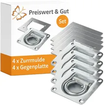 PRO PLUS Zurrösen Set für Anhänger mit 4 Zurrmulden und 4 Gegenplatten