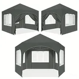 2er-set  Fahrradgarage Gerätehaus 187x100x160 Cm, Gartenschuppen Garagenzelt Lagerzelt, Dunkelgrau