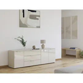Rauch Kombikommode 200 x 61 x 42 cm Beige / Glas Beige