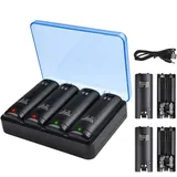 TechKen Wii Akku Ladegerät Set,Wii Remote Controller Ladestation Docking Station Wii Charger Mit 4 x2800MAH Akkus Wiederaufladbaren (Black)