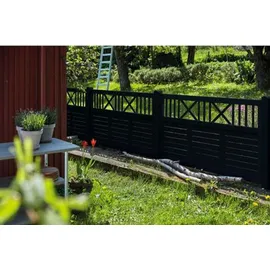 Plus Vorgartenzaun 180 x 95 cm Schwarz/Holz