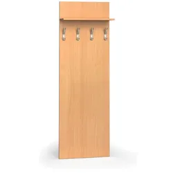 Garderobenwand PRIMO WOOD, 4 Kleiderhaken, Ablage, Buche