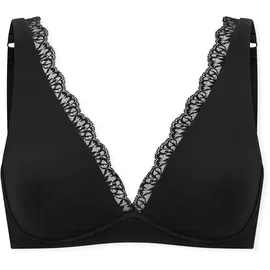 SCHIESSER BH Unique Cotton Soft Bra With Lace Schwarz Baumwolle B 85 Damen