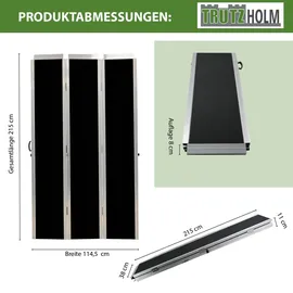 Baumarktplus DREIBREIT by TRUTZHOLM Alu Auffahrrampe 215 cm 3-fach klappbar 1020 kg Alu beschichtet Verladerampe