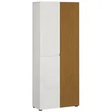 freiraum Schuhschrank Lady 20 Böden, weiss hochglanz / Eiche Dekor - 80x200x34 (BxHxT) braun