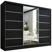 A&J MöbelLand Schiebetürenschrank AURELIA 1 200 x 215 x 59,5 cm Schwarz