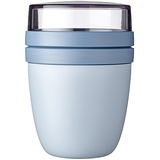 MEPAL Lunchpot Ellipse Mini - Praktischer Joghurtbecher & Müslibecher - Unterteilung für Joghurt & Müsli - Geeignet für Gefrierschrank, Mikrowelle & Spülmaschine - 300 ml + 120 ml - Nordic Blue