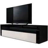 Vladon Valencia Lowboard 155x46x40 cm Schwarz matt/Creme Hochglanz MDF
