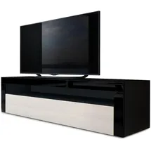 Vladon Valencia Lowboard 155x46x40 cm Schwarz matt/Creme Hochglanz MDF