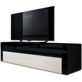 Vladon Valencia Lowboard 155x46x40 cm Schwarz matt/Creme Hochglanz MDF