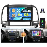ESSGOO 9'' 6+128G Carplay Für Hyundai Santa 2006-2012 GPS Navi DAB+ Autoradio (Digitalradio (DAB), RDS, AM, FM, Carplay Android Auto Bluetooth EQ USB GPS Navi WIFI Touchscreen) schwarz