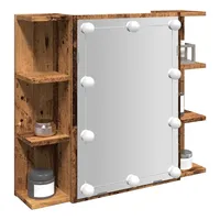 VidaXL Spiegelschrank mit LED Altholz 70x16,5x60 cm