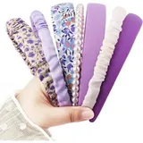 Haarreifen Damen Set Perlen Rutschfest Blumen 7 Pcs Hair Hoop Purple 7