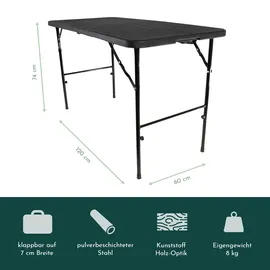 Lemodo Klapptisch in Holz-Optik, Balkontisch mit Tischplatte 120 x 60 cm (L x B)