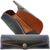 MIKA 28063105 - Brillenetui groß aus Echt Sattel-Leder Grün, Etui für Brillen und Sehhilfen, Brillenbox für Damen und Herren, grüne Brillenaufbewahrung, Sonnenbrillenetui ca. 16 x 8 x 3 cm