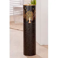 MF Windlicht Lebensbaum aus Metall, 70 cm hoch, Schwarz mit goldfarbenem Innenleben