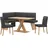 OTTO home Eckbankgruppe OTTO HOME "Nina", schwarz (jet schwarz, dekor eiche ontario), B:185cm H:88cm T:150cm, 90% PES, 5% Nylon, 5% Rayon, Sitzmöbel-Sets, Eckbankgruppe, Sitzgruppe Esszimmer Stühle Tisch und Bank bequem gepolstert