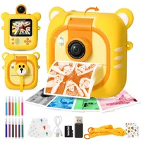 ARNSSIEN Sofortbildkamera Kinder,7 Druckpapier (4x Farbe: Orange/Rot/Grün/Blau + 3x SW),2.4" Kinderkamera mit 180° Klappobjektiv,Weihnachten Geburtstag Geschenk für Jungen & Mädchen von 3-12 Jahren,M2