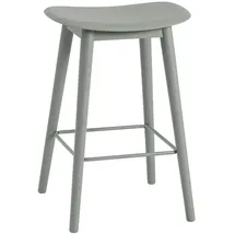 Muuto Fiber Barhocker wood base, H 65 cm, grau