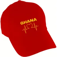 Multifanshop Baseballcap - Ghana - Herzschlag - Druck gelb