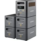 AFERIY 1800W Tragbare Powerstation 1024Wh x5, Erweiterbar LiFePO4 & 1Std Schnellladung Solargenerator, <10ms USV, 9 Ausgänge, mit APP, BMS, Reine Sinuswelle 230V, für Camping/RV/Garten/Notfall