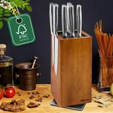 1 Stück Fimaten Magnetischer Messerblock Ohne Messer, 360° Drehbar Magnet Messerhalter Aus Akazienholz, Hochwertiger Messerblöcke Küchenmesser Organizer Mit Borsteneinsatz, Knife Holder Für Messer, 25