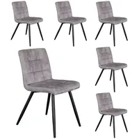 LC Home 6er Set Esszimmerstuhl »Barnet« Samt hellgrau