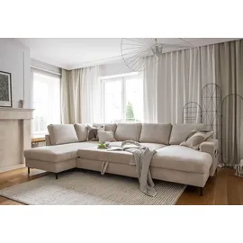 miuform Lofty Lilly - Ecksofa mit Schlaffunktion und Bettkasten Wohnlandschaft U Form, XXL Couch U Form, Big Sofa XXL, Eckcouch mit Schlaffunktion und Bettkasten, Ecksofa Beige
