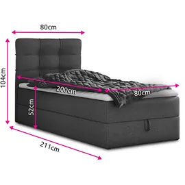 Sofnet Boxspringbett Best Mini mit Bettkasten und Matratzentopper - Einzelbett mit Bonell-Matratze und Topper, Polsterbett, Bett, Schlafzimmer Betten, Boxspringbetten