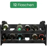 ARTECSIS Weinregal stapelbar Kunststoff für 12 Flaschen, stabiles Flaschenregal in Gastronomie-Qualität, modular erweiterbar, Schwarz