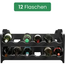 ARTECSIS Weinregal stapelbar Kunststoff für 12 Flaschen, stabiles Flaschenregal in Gastronomie-Qualität, modular erweiterbar, Schwarz