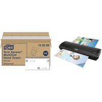 Tork Xpress Multifold Papierhandtücher 150299 - H2 Universal Falthandtücher für Handtuchspender - mehrfach gefaltet & Olympia - A330 Laminiergerät - Laminiergerät A3 und A4 - Laminierdicke bis zu 0